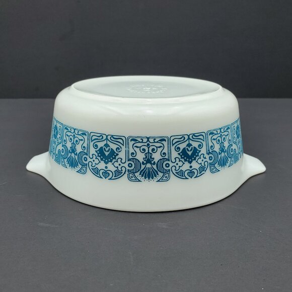 Pyrex Horizon Blue 1.5 Pt Covered Casserole 472 Turquoise on White Baking Dish - Picture 9 of 12
